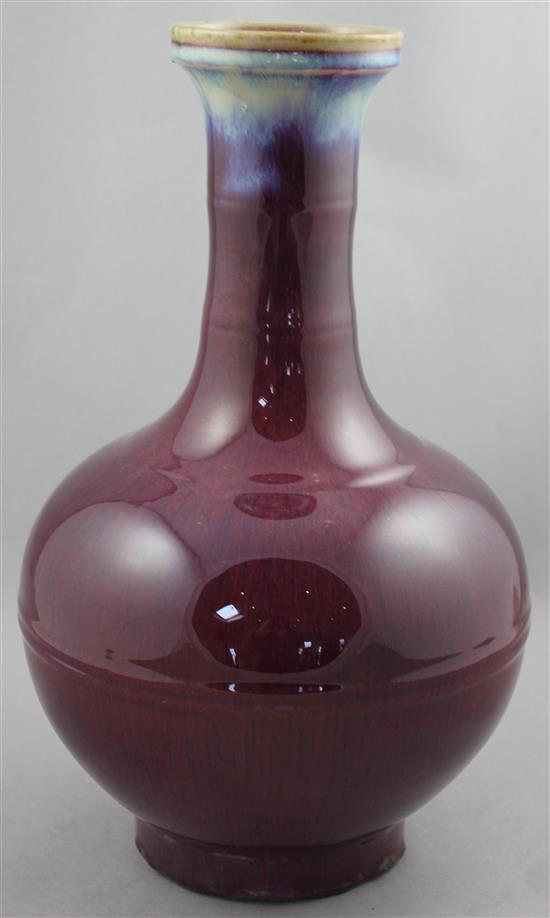 A Chinese flambe glazed bottle vase, 35.5cm